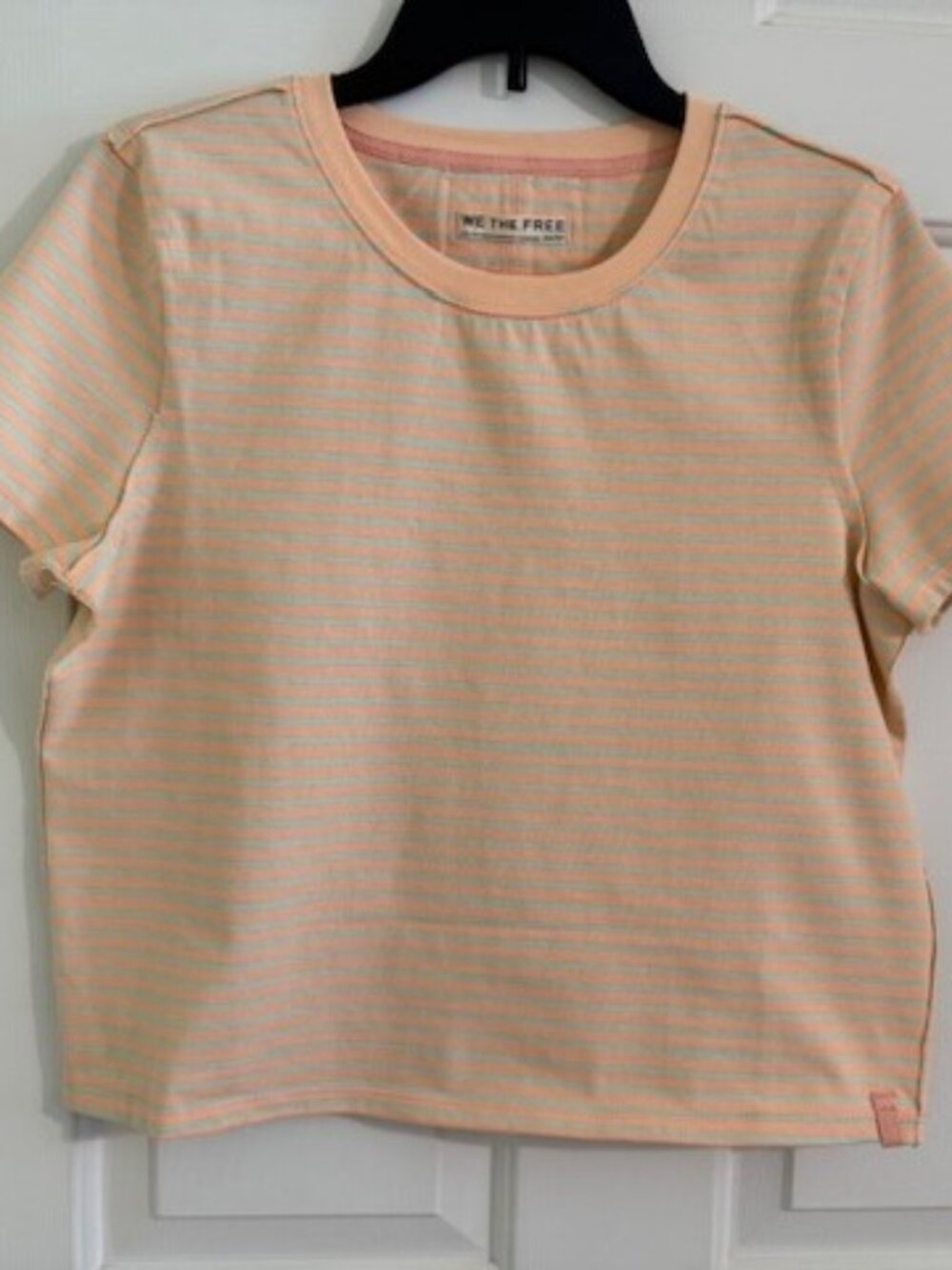 NWT Free People Everyday Tee Stripe Tropical Beach Orange Blue Sz XS $58